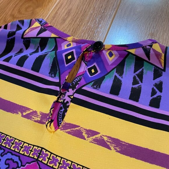 Vintage 80s Tribal Blouse from West Germany Purple - M - Picture 8 of 14